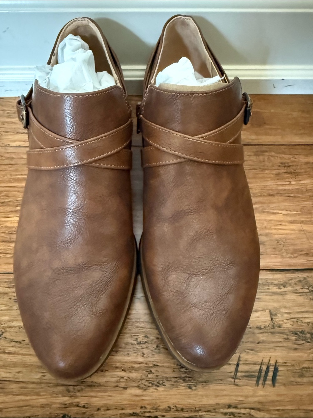 LifeStride Adley Ankle Booties Whiskey Brown 9.5 W Wide NWT